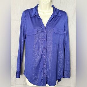 NWOT Attention Women’s Shimmery Stretch Button Down Blouse Size XS